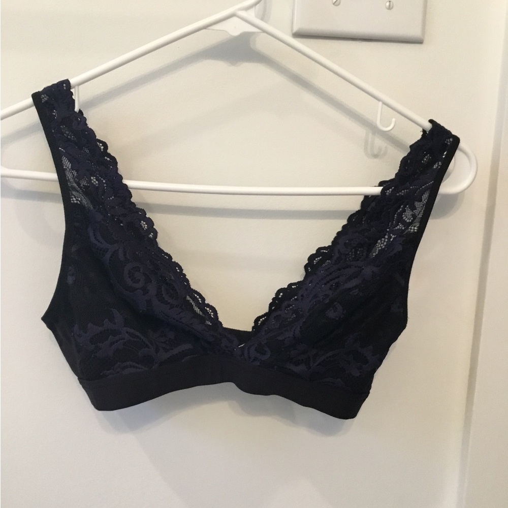 Black and Dark Purple Lace Bralette